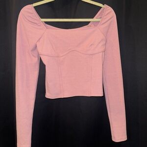 Lush Corset Ribbed Longsleeve Top